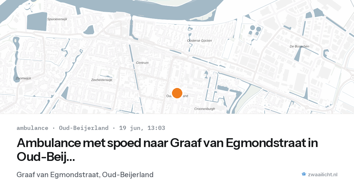 Ambulance met spoed naar Graaf van Egmondstraat in Oud-Beijerland — 19 jun 2026