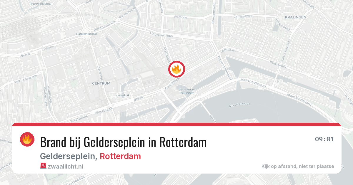 Brand bij Gelderseplein in Rotterdam — 9 aug 2026
