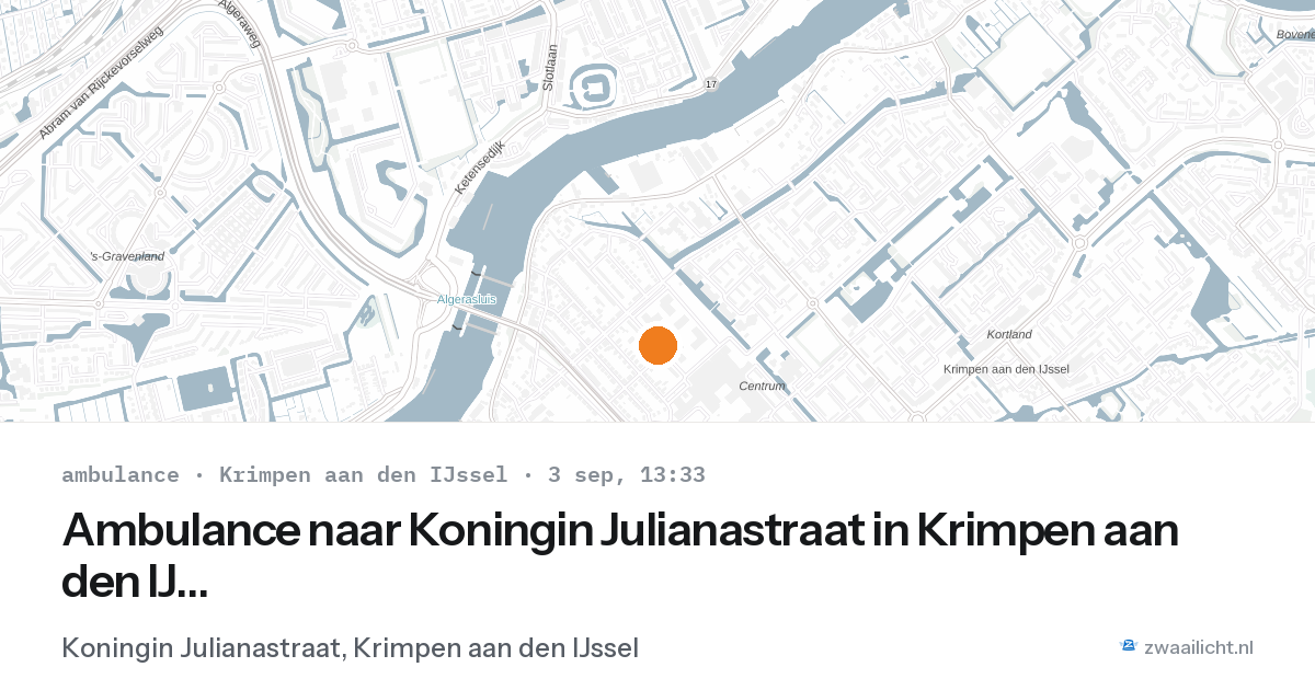 Ambulance naar Koningin Julianastraat in Krimpen aan den IJssel — 3 sep 2026
