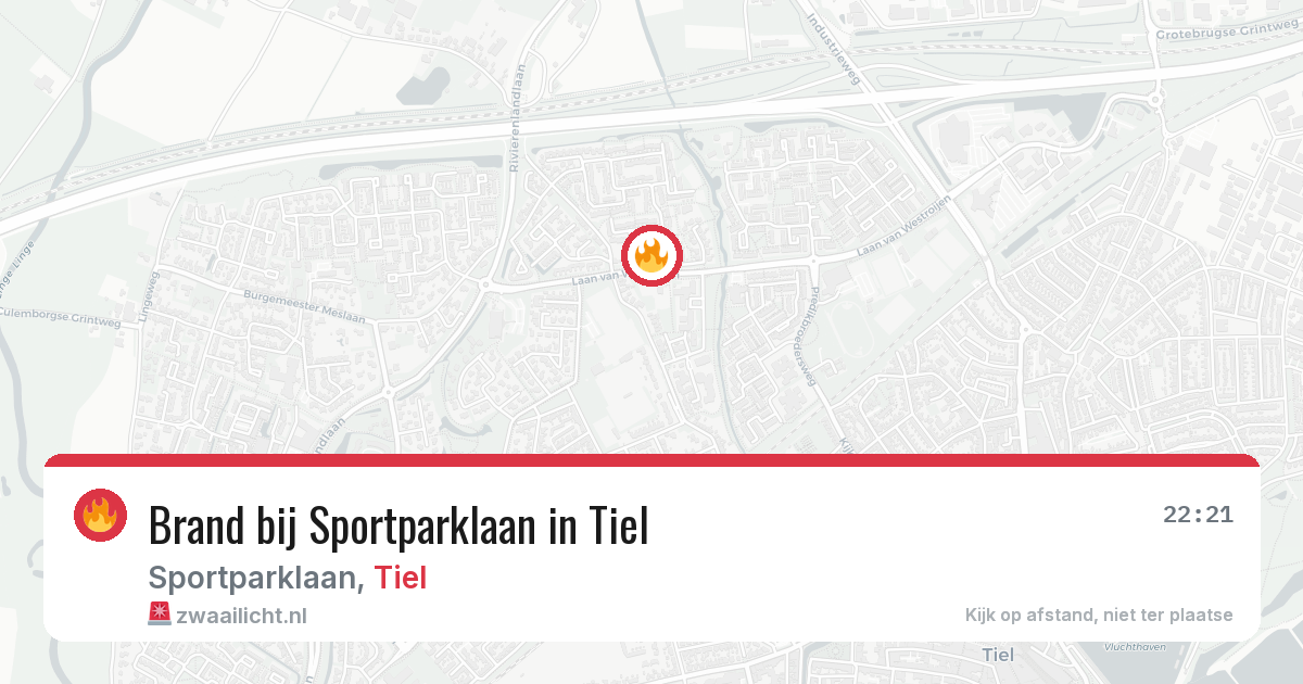 Brand bij Sportparklaan in Tiel — 19 jun 2026
