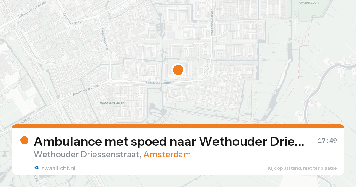 Ambulance met spoed naar Wethouder Driessenstraat in Amsterdam — 16 aug 2026