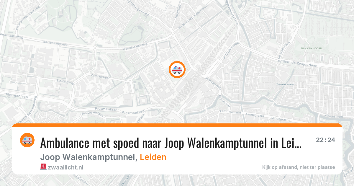 Ambulance met spoed naar Joop Walenkamptunnel in Leiden — 9 jul 2026