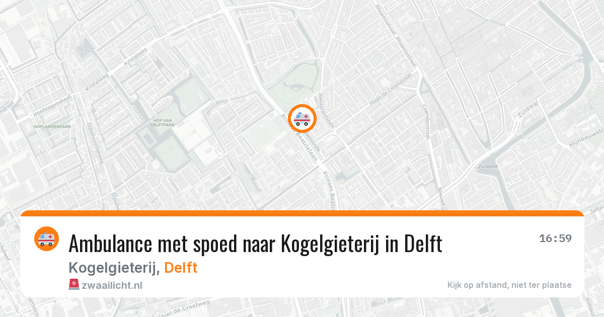 Ambulance met spoed naar Kogelgieterij in Delft — 8 aug 2026