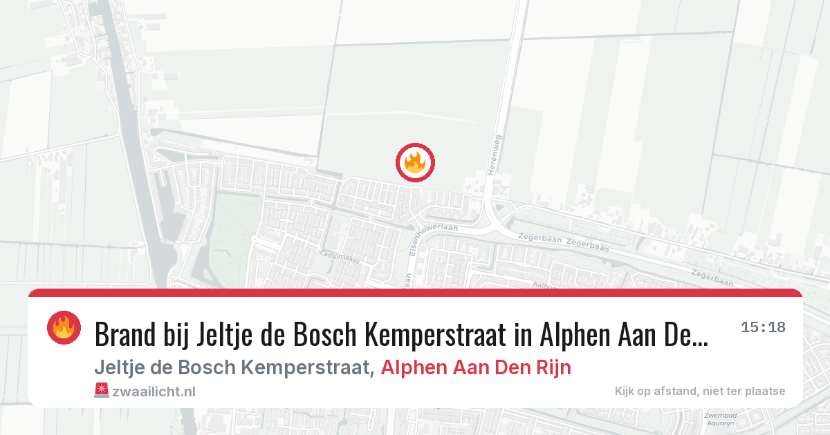 Brand bij Jeltje de Bosch Kemperstraat in Alphen Aan Den Rijn — 20 jun 2026