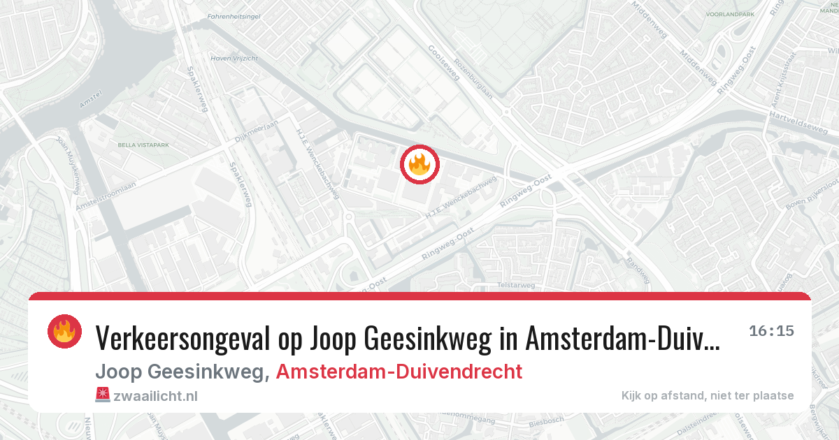 Verkeersongeval op Joop Geesinkweg in Amsterdam-Duivendrecht — 10 jun 2026