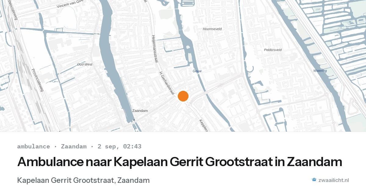 Ambulance naar Kapelaan Gerrit Grootstraat in Zaandam — 2 sep 2026