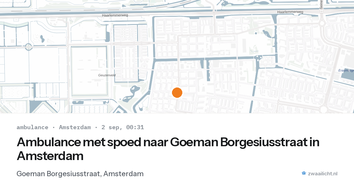 Ambulance met spoed naar Goeman Borgesiusstraat in Amsterdam — 1 sep 2026