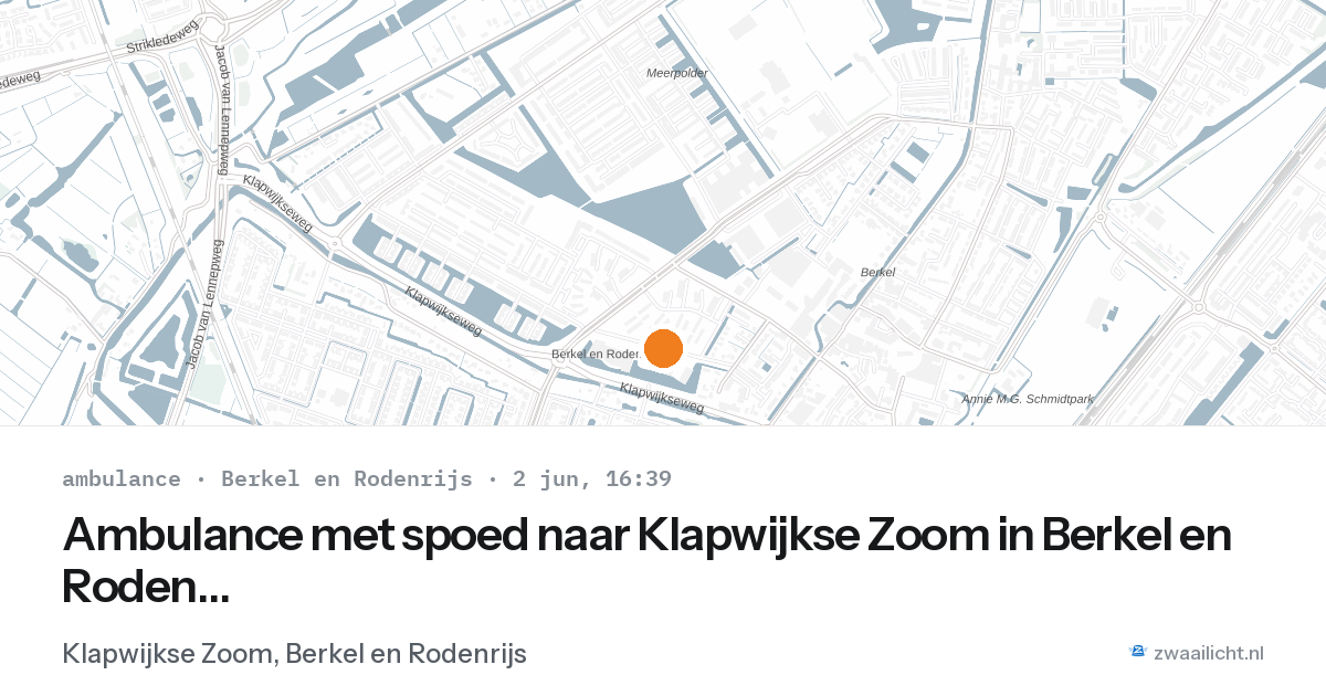 Ambulance met spoed naar Klapwijkse Zoom in Berkel en Rodenrijs — 2 jun 2026