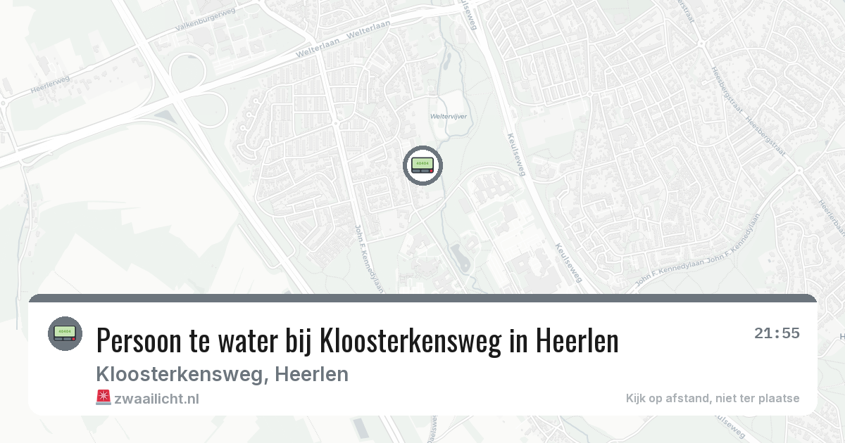Persoon te water bij Kloosterkensweg in Heerlen — 13 jun 2026