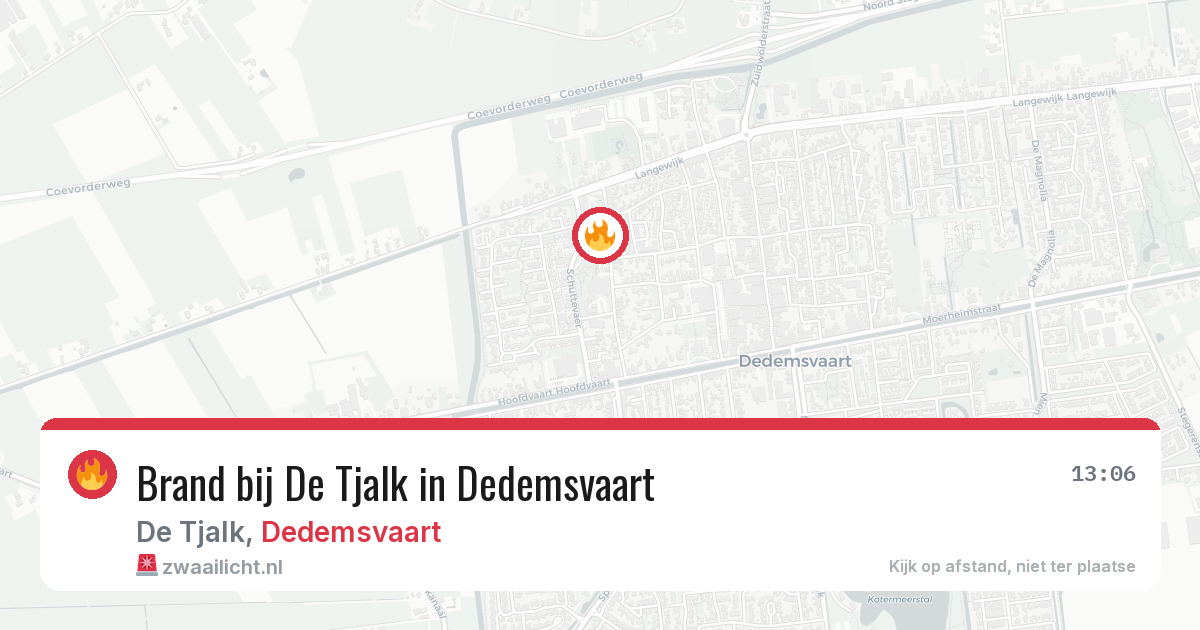 Brand bij De Tjalk in Dedemsvaart — 16 mrt 2026