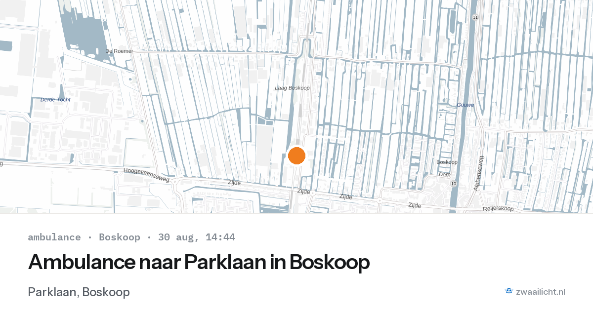 Ambulance naar Parklaan in Boskoop — 30 aug 2026