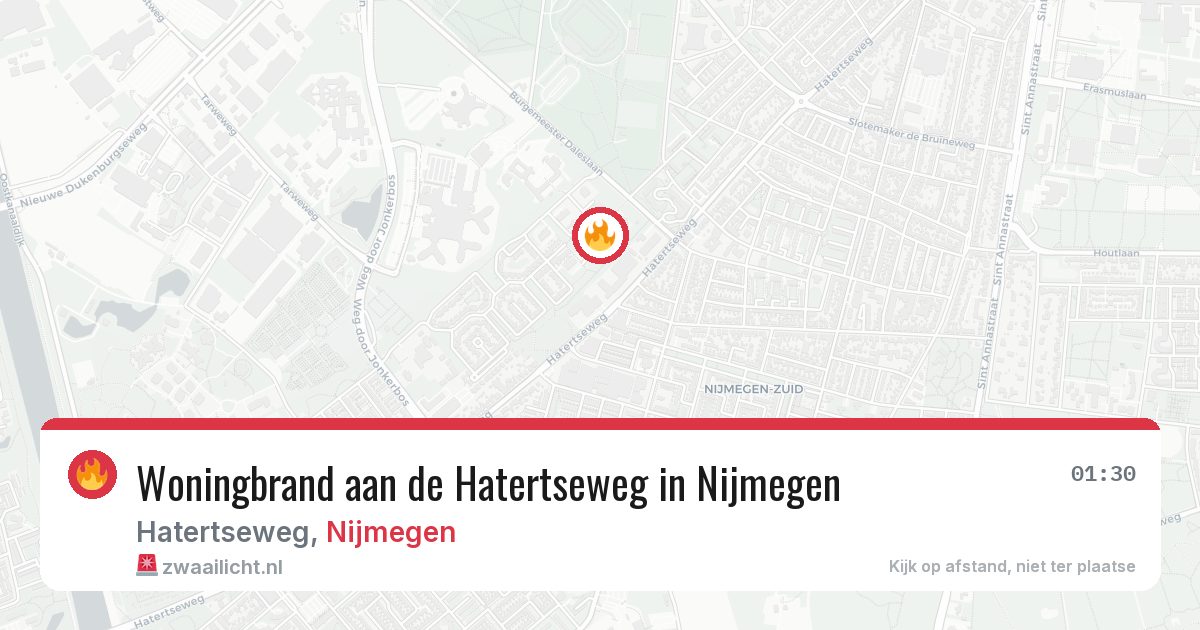 Woningbrand aan de Hatertseweg in Nijmegen — 14 aug 2026