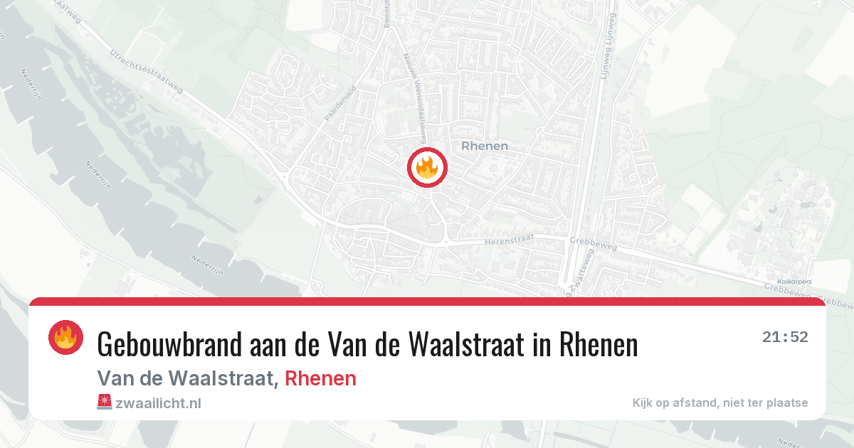 Gebouwbrand aan de Van de Waalstraat in Rhenen — 6 aug 2026