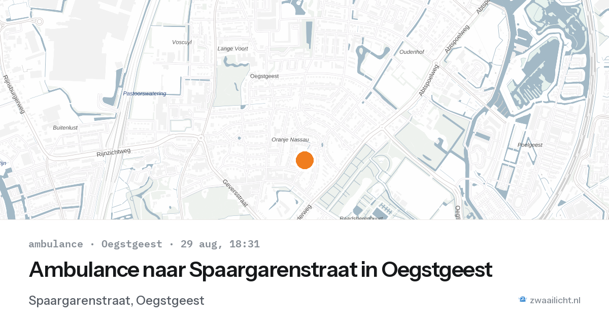 Ambulance naar Spaargarenstraat in Oegstgeest — 29 aug 2026