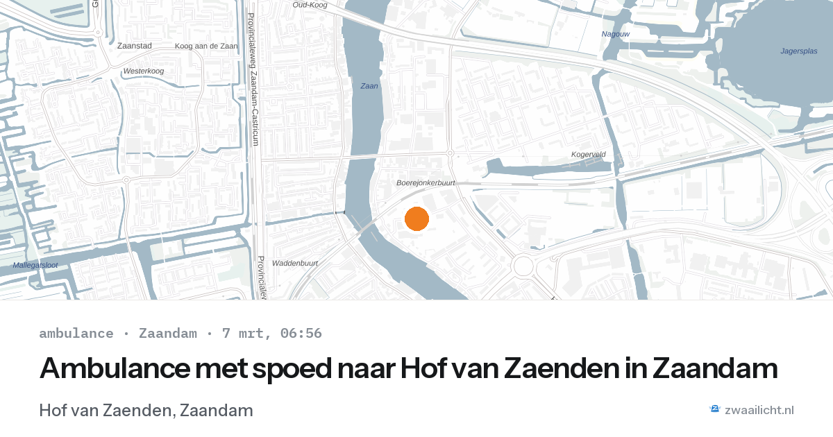 Ambulance met spoed naar Hof van Zaenden in Zaandam — 7 mrt 2026