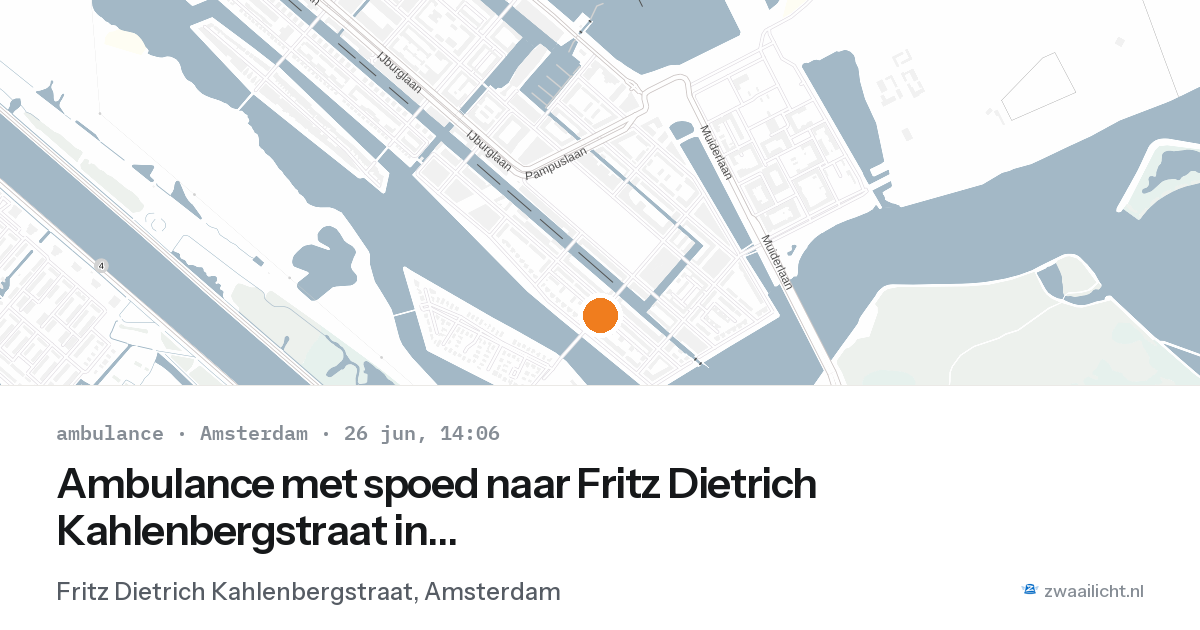 Ambulance met spoed naar Fritz Dietrich Kahlenbergstraat in Amsterdam — 26 jun 2026