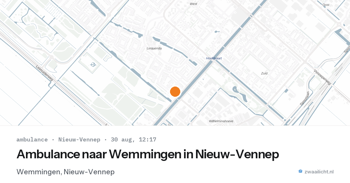 Ambulance naar Wemmingen in Nieuw-Vennep — 30 aug 2026