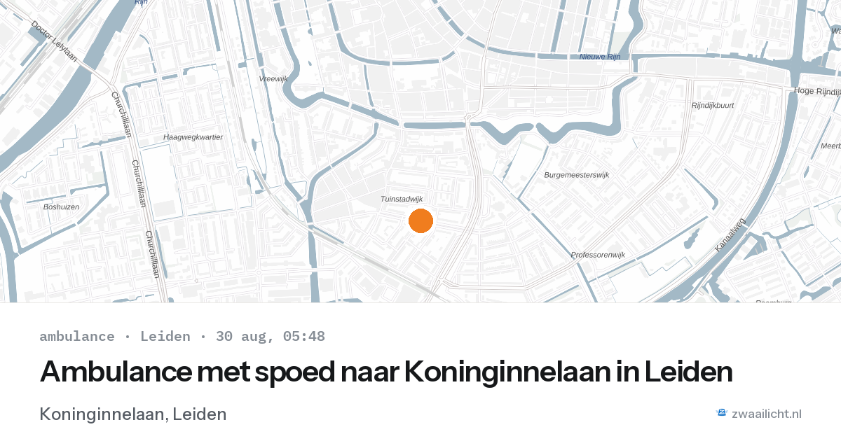 Ambulance met spoed naar Koninginnelaan in Leiden — 30 aug 2026