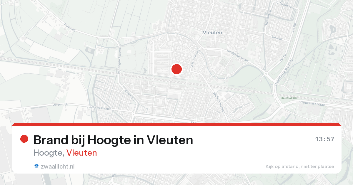 Brand bij Hoogte in Vleuten — 21 aug 2026