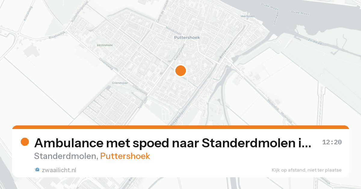 Ambulance met spoed naar Standerdmolen in Puttershoek — 21 aug 2026