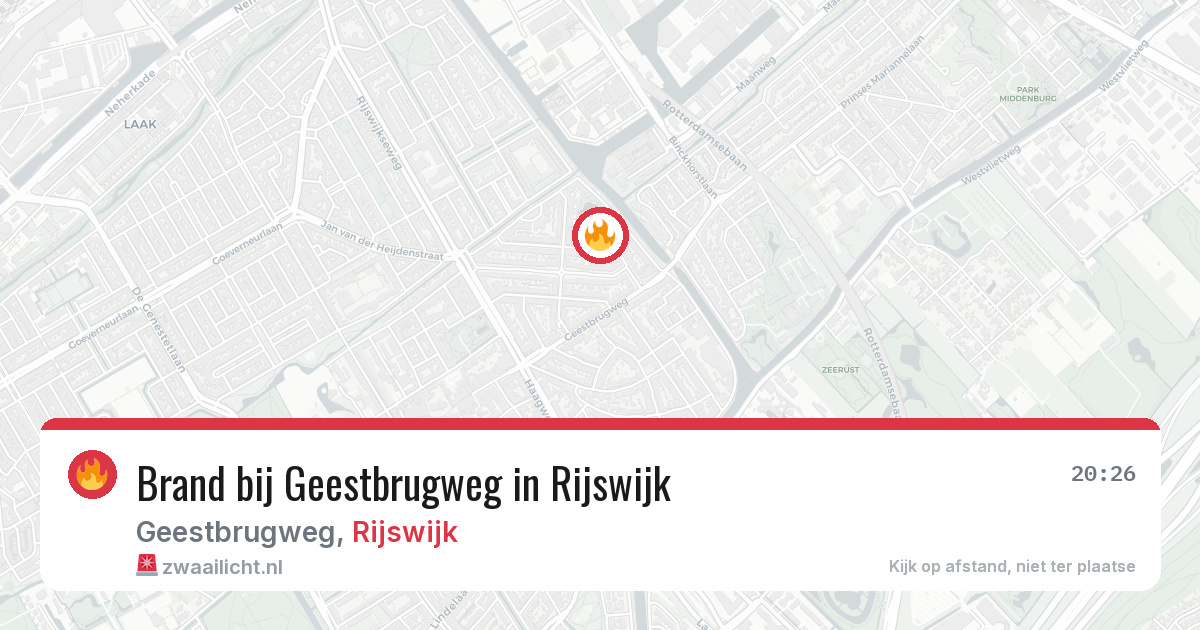 Brand bij Geestbrugweg in Rijswijk — 13 aug 2026