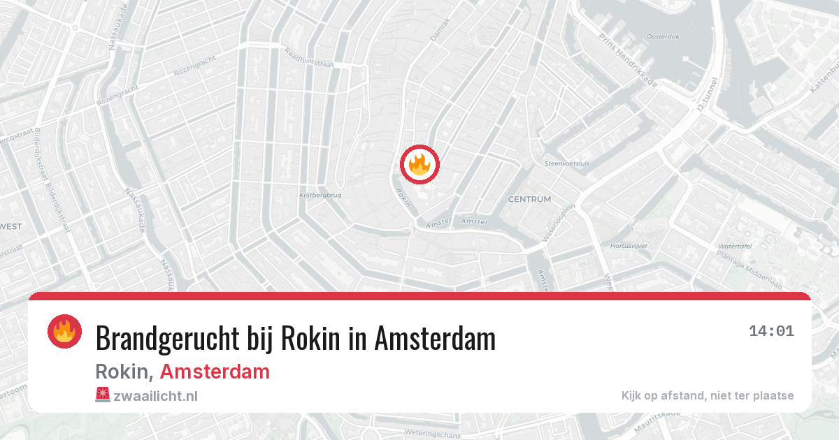 Brandgerucht bij Rokin in Amsterdam — 28 mrt 2026