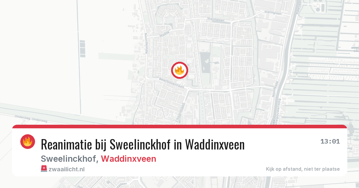 Reanimatie bij Sweelinckhof in Waddinxveen — 16 mrt 2026
