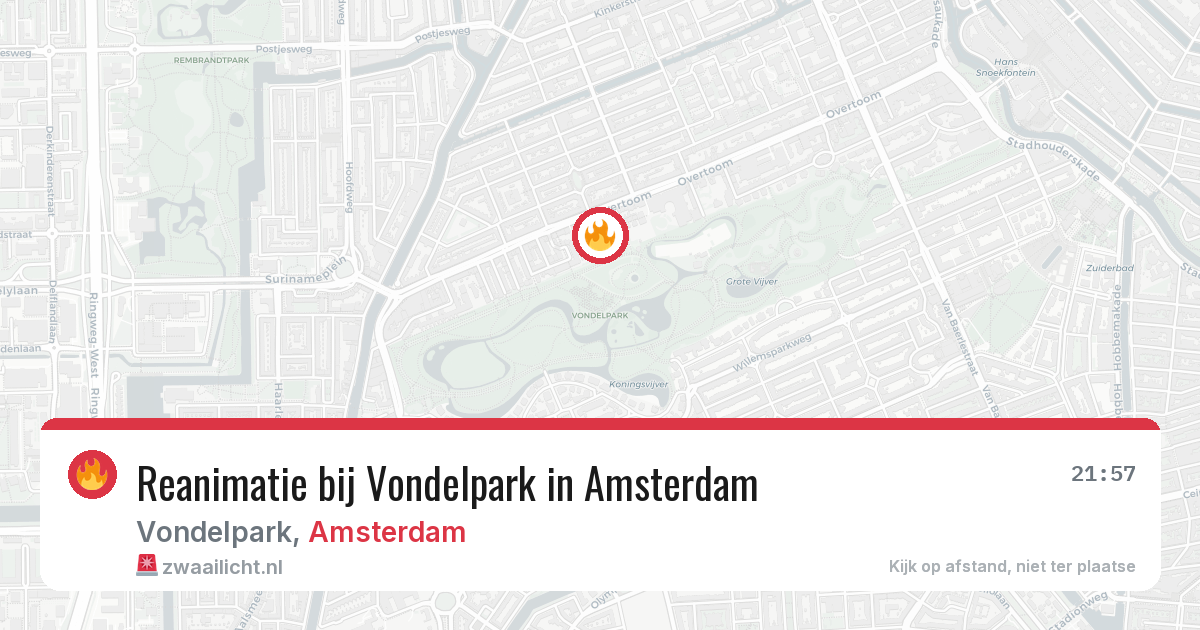 Reanimatie bij Vondelpark in Amsterdam — 7 aug 2026