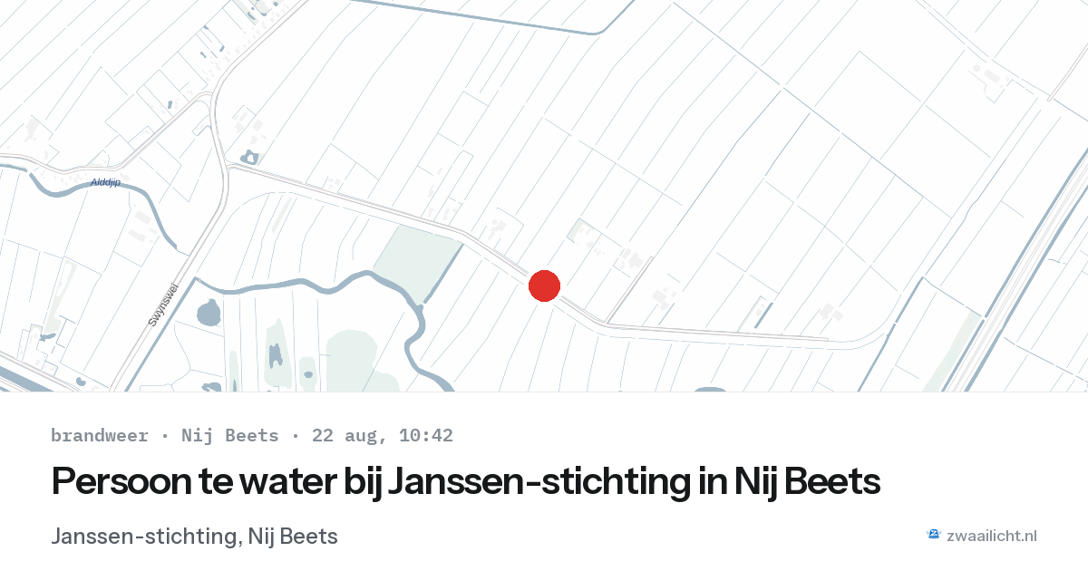Persoon te water bij Janssen-stichting in Nij Beets — 22 aug 2026