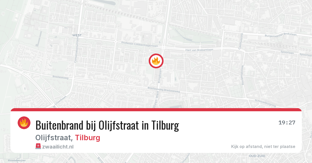 Buitenbrand bij Olijfstraat in Tilburg — 8 aug 2026