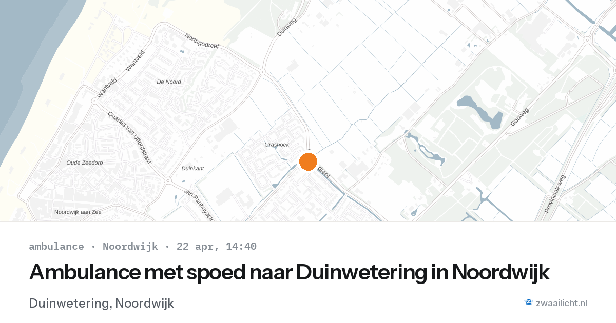 Ambulance met spoed naar Duinwetering in Noordwijk — 22 apr 2026