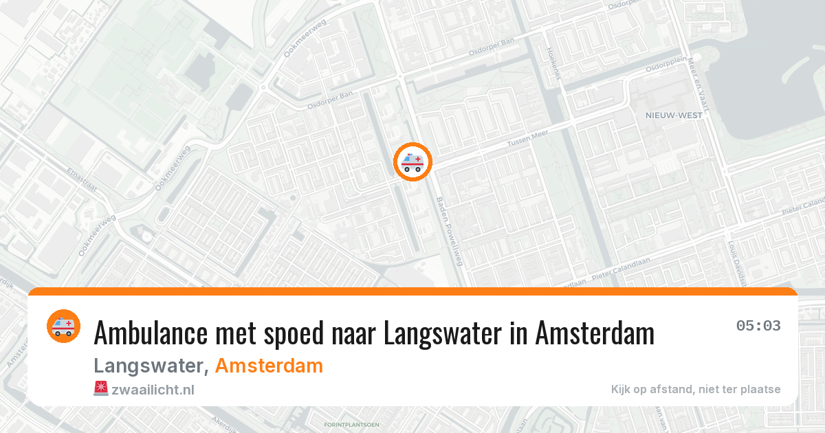 Ambulance met spoed naar Langswater in Amsterdam — 22 mei 2026