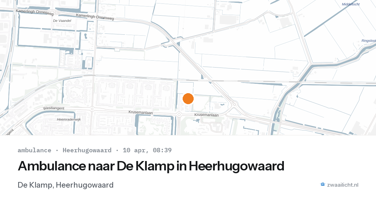 Ambulance naar De Klamp in Heerhugowaard — 10 apr 2026