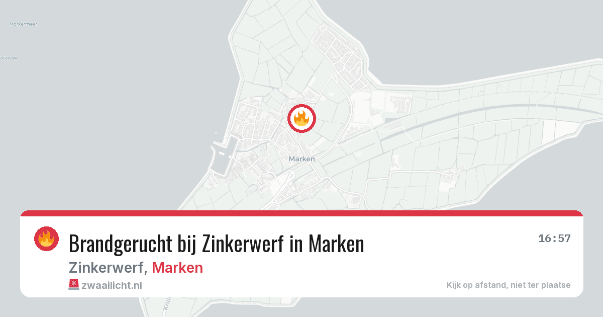 Brandgerucht bij Zinkerwerf in Marken — 8 aug 2026