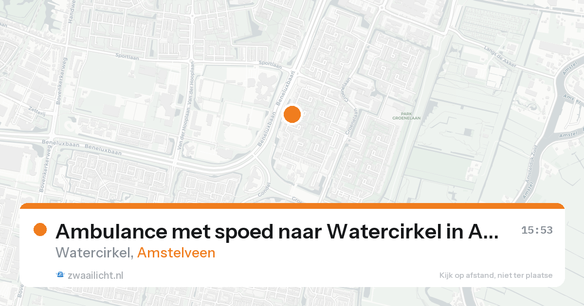 Ambulance met spoed naar Watercirkel in Amstelveen — 6 jun 2026