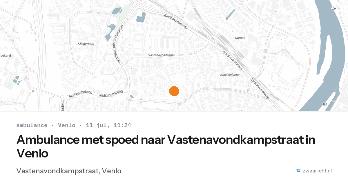 Ambulance met spoed naar Vastenavondkampstraat in Venlo — 11 jul 2026