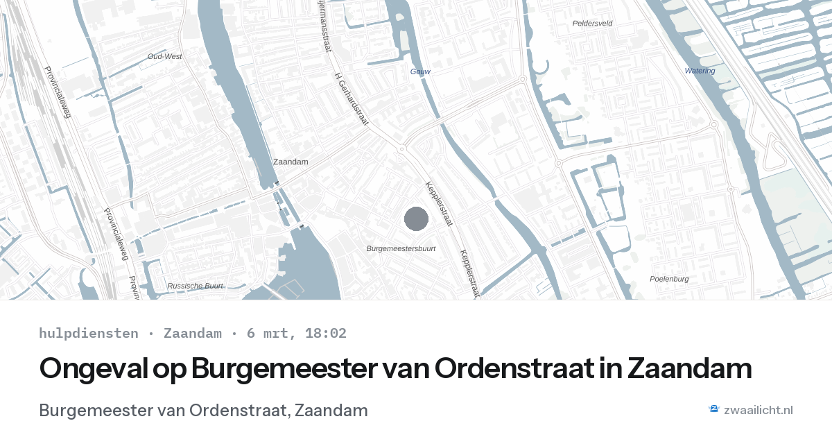 Ongeval op Burgemeester van Ordenstraat in Zaandam — 6 mrt 2026
