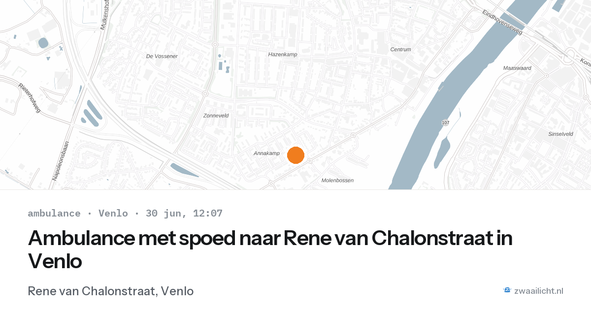 Ambulance met spoed naar Rene van Chalonstraat in Venlo — 30 jun 2026