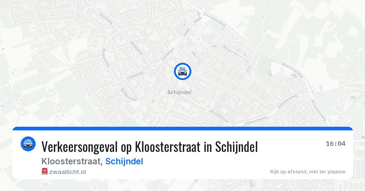 Verkeersongeval op Kloosterstraat in Schijndel — 16 apr 2026