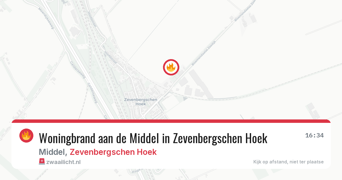 Woningbrand aan de Middel in Zevenbergschen Hoek — 22 apr 2026