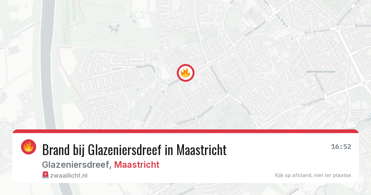 Brand bij Glazeniersdreef in Maastricht — 5 aug 2026