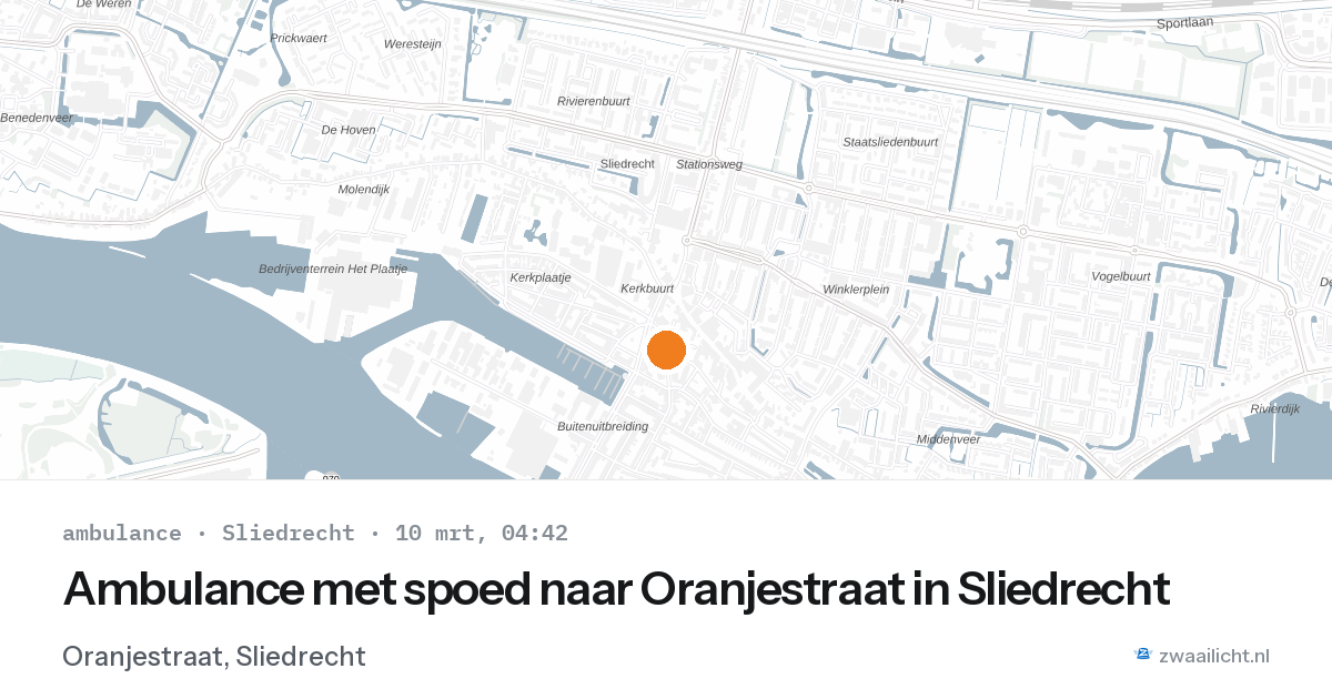Ambulance met spoed naar Oranjestraat in Sliedrecht — 10 mrt 2026
