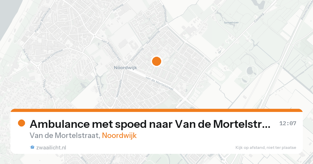 Ambulance met spoed naar Van de Mortelstraat in Noordwijk — 24 aug 2026