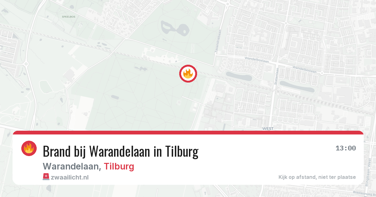 Brand bij Warandelaan in Tilburg — 6 aug 2026