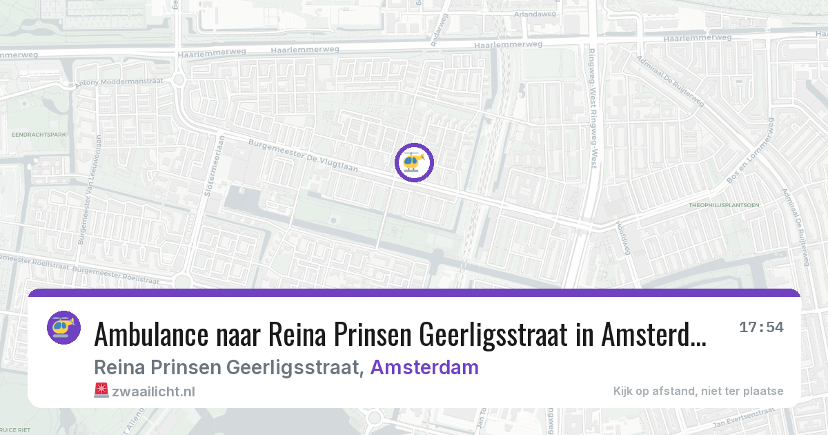 Ambulance naar Reina Prinsen Geerligsstraat in Amsterdam — 28 jun 2026