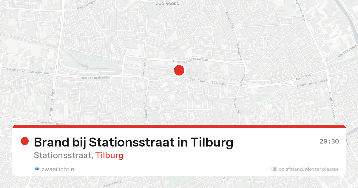 Brand bij Stationsstraat in Tilburg — 17 aug 2026