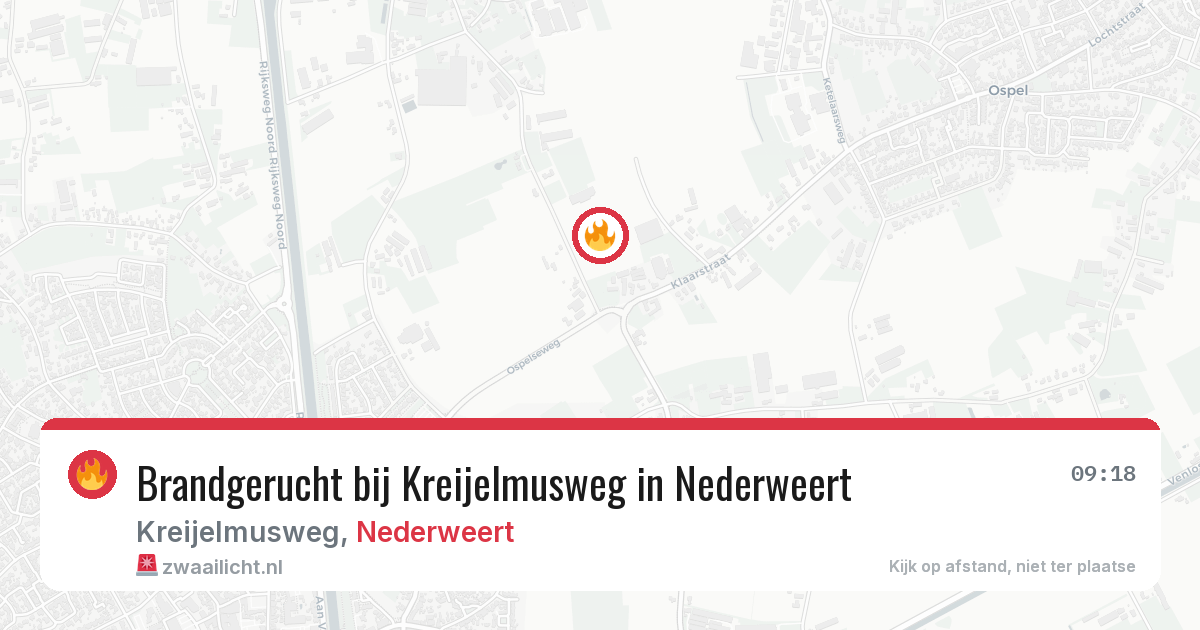 Brandgerucht bij Kreijelmusweg in Nederweert — 24 jul 2026