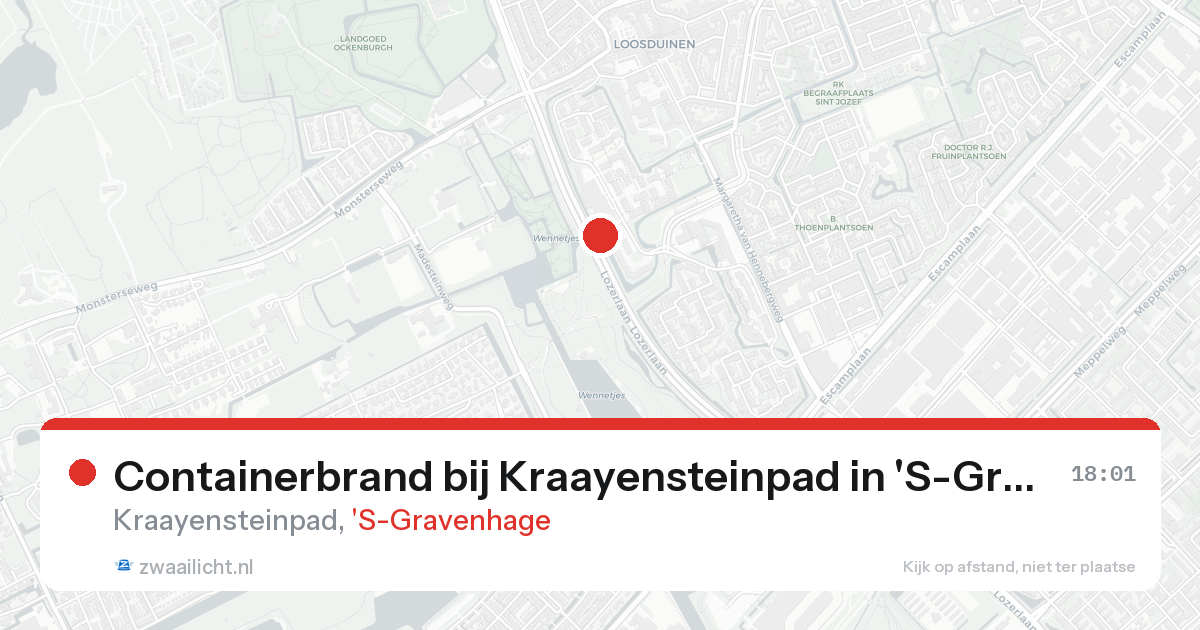 Containerbrand bij Kraayensteinpad in 'S-Gravenhage — 16 aug 2026
