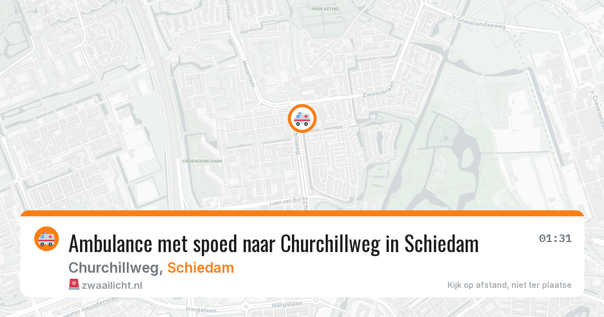 Ambulance met spoed naar Churchillweg in Schiedam — 29 mrt 2026