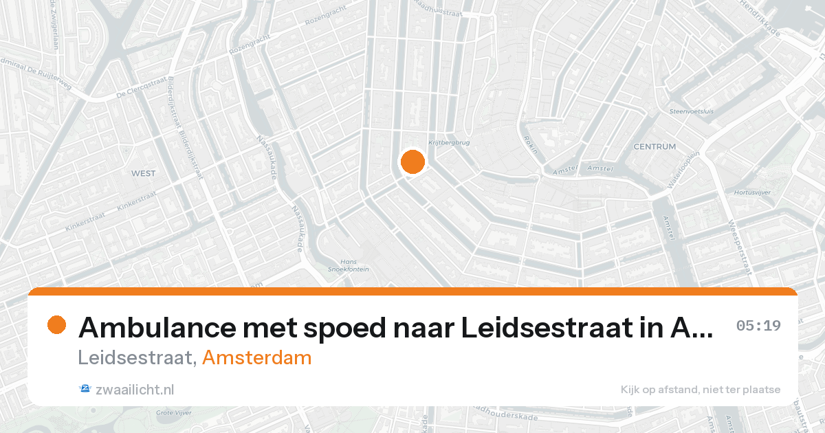 Ambulance met spoed naar Leidsestraat in Amsterdam — 16 aug 2026